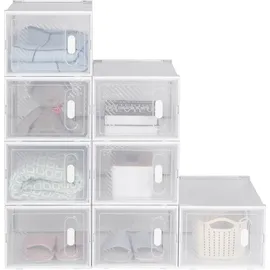 Woltu Schuhregal 25 x 19 x 35 cm transparent, stapelbar / weiß