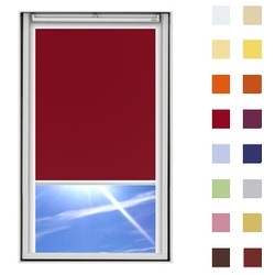 Dachfensterrollo guenstig nach Maß, Stoff Polyester, Farbe dunkelrot, mit Kassette oder als Springrollo, weitere 120 Farben im Shop