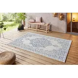 Northrugs Teppich »Tilos«, rechteckig, 8 mm Höhe, In- & Outdoor, Kurzflor, Orientalisch, Vintage, Wohnzimmer, Garten NORTHRUGS creme/blau B: cm 1 St.
