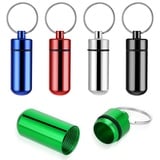 WLLHYF 5 Stück Aluminium-Pillendose mit Schlüsselanhänger tragbare Pillendose wasserdichter Pillenhalter Medizinflasche für Outdoor Camping Reisen (Satz 1)