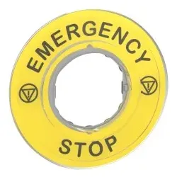 Schneider Electric ZBY9320 Schild Ø60 für Not-Halt-Taster, EMERGENCY STOP/Logo ISO13850 - 5 Stück