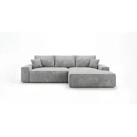 CORNERO Ecksofa mit schlaffunktion VERONA rechts grau Cord Poso 55 - Schlaffunktion, Bettkasten - Grau