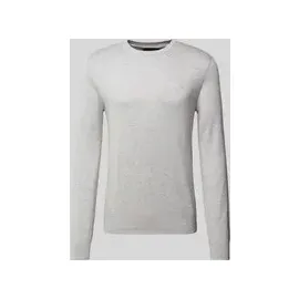 Scotch & Soda Herren Strickpullover mit Logo-Stitching Modell Core Hellgrau, M
