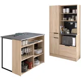 Parisot Küchenbuffet Revin (Küchenschrank Set in Eiche mit grau, 2-St., inkl. Küchentheke) mit viel Stauraum beige