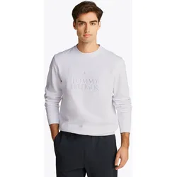 Sweatshirt TOMMY HILFIGER "HILFIGER EMBRO LOGO SWEATSHIRT", Herren, Gr. XXXL, weiß, Sweatware, Obermaterial: 100% Baumwolle, casual, Langarm Rippbündchen, Sweatshirts