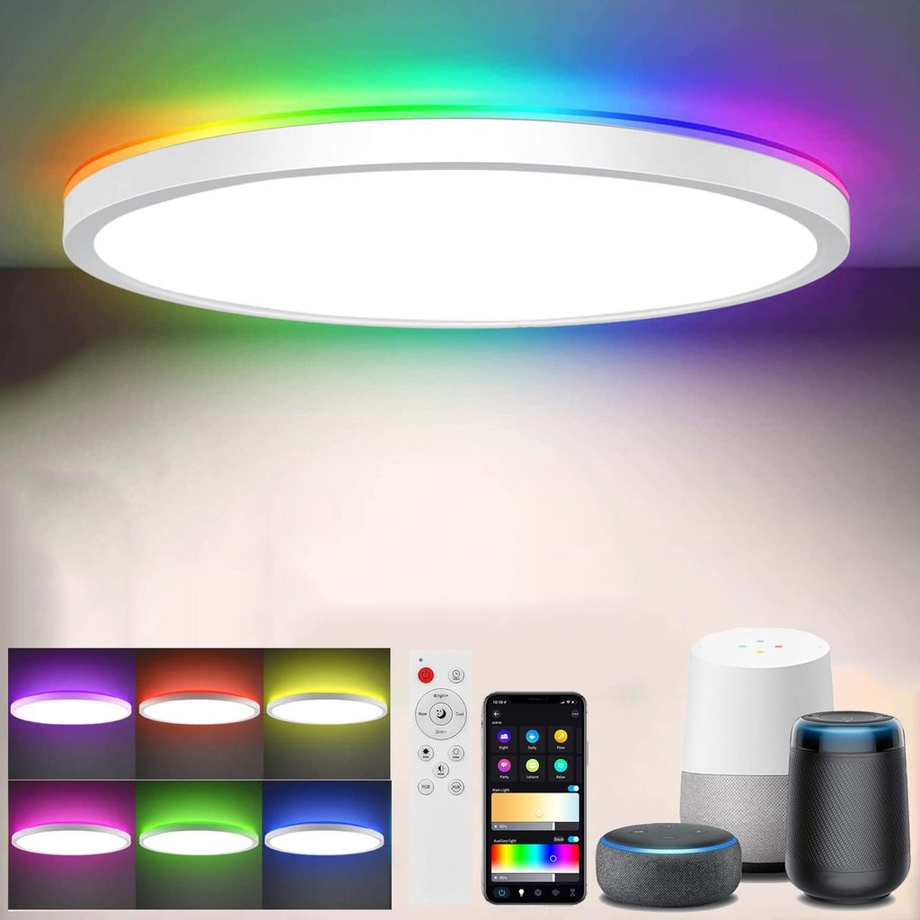 Smart LED Deckenleuchte 30W RGBIC CCT Dimmbar WiFi Deckenlampe Kompatibel mit Alexa Google Home für Schlafzimmer, Wohnzimmer, Küche