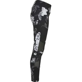 URBAN CLASSICS Girls Tech Mesh AOP Leggings dark flower aop, 122/128