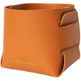 Lederkorb | Dekorativer Aufbewahrungskorb aus Polyurethan, zusammenklappbar, rechteckig, Organizer, Box, Heimdekoration für Badezimmer und Wohnzimmer Zorq