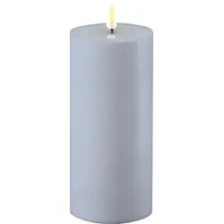 Deluxe Homeart LED Real Flame Outdoor Stumpenkerze staubig blau, Ø7,5 x H15cm, staubig blau