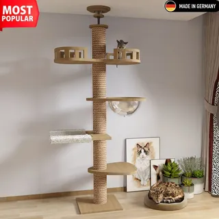 Raikou Kratzbaum Katzenhöhle, Etagenboy,Cat Tree, Sisal-Seil, Kratzstange, Stabil, Katzenbaum, Beige Farbe - Beige