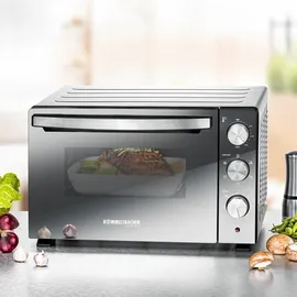 Rommelsbacher Back & Grill Ofen BGS 1500, 30 l, Schwarz, silber, Drehregler, 120 min, Glas, 230 V