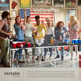 Tectake Bierpongtisch klappbar 60 cm x 240 cm x 70 cm 100 St. Schwarz