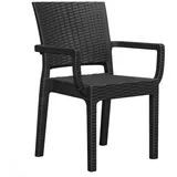 GGM Möbel 4er-Set Bistro Rattanstuhl | Kunststoff | Schwarz | Stapelbar | Gastro Rattanstuhl, Outdoor Rattanstuhl, Terrassen Rattanstuhl