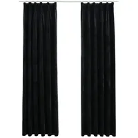 VidaXL Verdunkelungsvorhänge mit Haken 2 Stk. Samt Schwarz 140x245