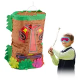 relaxdays Pinata Tiki braun|grün|rot