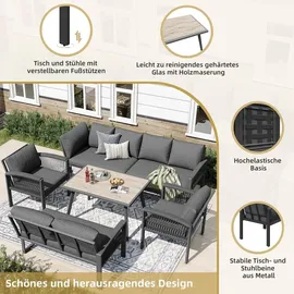 stilvora Garten-Lounge-Set 8-tlg. Grau