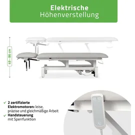 Habys Fortis 4 Ergo | Elektrische Behandlungsliege Therapieliege Massageliege | 4-Segmente | Handfernbedienung Hellgrau-Weiß | 192 x 68 cm