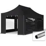 TOOLPORT 3x6m - mit 4 Seitenteilen (Panoramafenster) Premium Dach Partyzelt schwer entflammbar schwarz