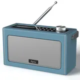 i-box DAB/DAB Plus Radio/UKW Radio mit Bluetooth, Tragbares Digitalradio Retro Bluetooth Radio mit wiederaufladbarem Akku für biszu 15 Stunden Wiedergabe, LCD-Bildschirm, Aux und Headphone Anschlüsse