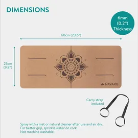 Navaris Yoga Kniekissen - Kniematte Knie Pad aus Kork - Knieschoner für mehr Komfort - Leicht und tragbar - Yoga Knee Pad - Sport Matte 60x25cm - - Braun