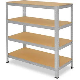 shelfplaza HOME 100x40x30 cm Schwerlastregal in verzinkt mit 4 Böden und 175 kg Traglast pro Boden