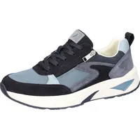 WALDLÄUFER H-Jack Halbschuh 738002-100-200, Veloursleder mit Mesh, Blau, 47