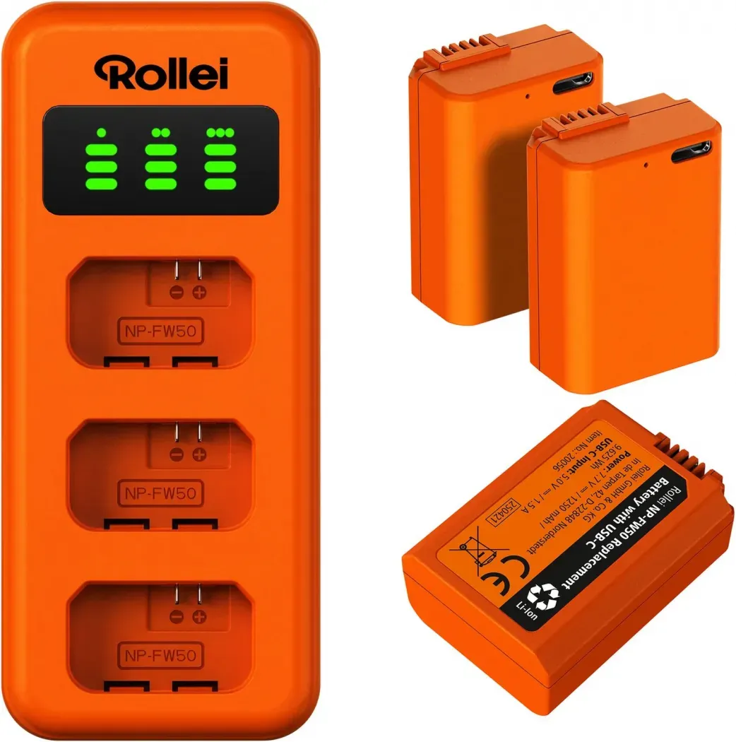Rollei Set NP-FW50 3x Akkus und Ladergerät