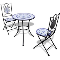 VidaXL Bistroset 3-tlg. blau/weiß