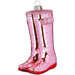 Christbaumschmuck Glas 10cm Gummistiefel Figur Handbemalt Weihnachtsbaum Anhänger Weihnachten Christbaumanhänger Weihnachtsbaumschmuck Schuhe Rosa