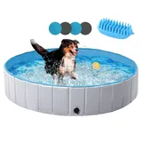 Yaheetech Hundepool Ø 100/120/140/160/180 cm, Planschbecken für Hunde Swimmingpool Hundebadewanne, faltbar grau Ø 140 cm x 140 cm x 140 cm x 30 cm