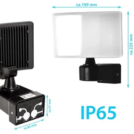 Maxkomfort Außenwandleuchte LED schwarz 30 W 2200 lm IP65 schwenkbar