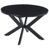 HOME DELUXE Esstisch Rund Ausziehbar AVENTURA inkl. Sternfuß - 120 x 120 cm (inkl. bodenschonendes Metallgestell), Esszimmertisch, Küchentisch, Holztisch schwarz