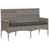 Furnicato Gartenbank 3-Sitzer mit Kissen Grau Poly Rattan