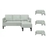vidaXL Sofa 3-Sitzer mit Chaiselongue L-Form Hellgrau 160 cm Samt