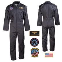 Mil-Tec Overall US Army Fliegerkombi mit Abzeichen schwarz 52 (XL)