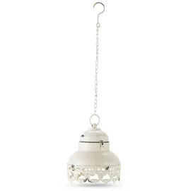Loberon LED-Laterne Cornell, Traditionelle Handarbeit, Authentisches Antik-Finish, Batteriebetrieben, Außenleuchte, Hängelampe, Eisen, antikweiß