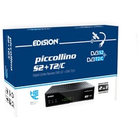Edision PICCOLLINO S2+T2/C Combo Receiver H.265/HEVC (DVB-S2, DVB-T2, DVB-C) Full HD USB schwarz