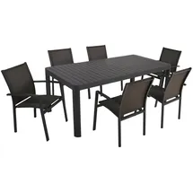 Garden Pleasure Garten-Essgruppe GARDEN PLEASURE "AMIRA", grau (anthrazit, anthrazit, anthrazit), B:240cm H:89cm T:200cm, Aluminium, Kunststoff, Sitzmöbel-Sets, mit ausziehbarem Tisch