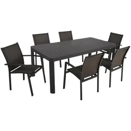 Garden Pleasure Garten-Essgruppe GARDEN PLEASURE "AMIRA", grau (anthrazit, anthrazit, anthrazit), B:240cm H:89cm T:200cm, Aluminium, Kunststoff, Sitzmöbel-Sets, mit ausziehbarem Tisch