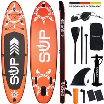 24move 24MOVE® Standup Paddle Board SUP, inkl. umfangreichem Zubehör, Paddel und Hochdruckpumpe, ROT, 366x80x15cm