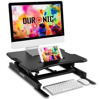 Duronic DM05D18 Workstation bis 42cm höhenverstellbar | Sit-Stand Stehpult mit Handyablage | 55cm x 53cm