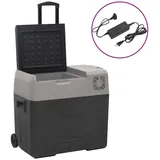 vidaXL Kühlbox mit Rollen und Adapter Schwarz & Grau 30 L Polypropylen