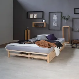 Homestyle4u Holzbett 140 x 200 cm Braun