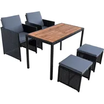 Estexo Polyrattan Set 4-tlg. Schwarz