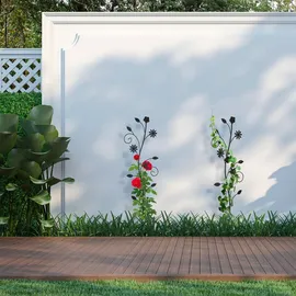 Relaxdays Rankhilfe Blumendesign 110 x 34 cm Schwarz
