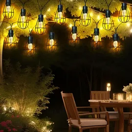Nowa LED Solar Lichterkette Aussen Solarlampe Garten Dekoration Retro Stil, Metall rost, 10x LED warmweiß, l 200 cm Leuchten 69021011