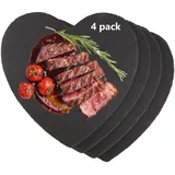 DAJAVE 4 Stück 25x25 cm Schieferplatte Herz groß, Servierplatten aus Schiefer, Schieferherz Platte aus Schiefer Schwarz, schiefer Herzen zum Servieren & Beschriften