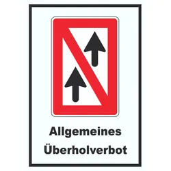 Allgemeines Überholverbot Symbol und Text A6 (105x148mm)
