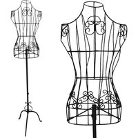 PrimoLiving Metall Schneiderpuppe in Schwarz - verstellbare Vintage Kleiderpuppe - ideal als weibliche Schaufensterpuppe oder Kleiderständer