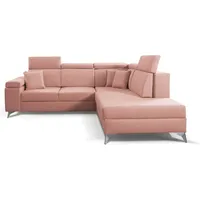 Ecksofa Schlafsofa BRICO caldo 6 RECHTS mit Schlaffunktion und Bettkasten - Rosa/Bronze